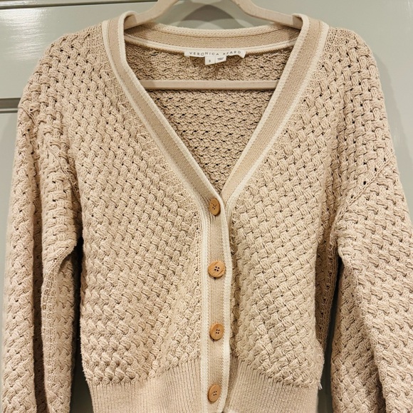 NWT Veronica Beard Kylean Cotton Knit Cardigan Sweater Top Cream White Sm 4 6 - Picture 6 of 10